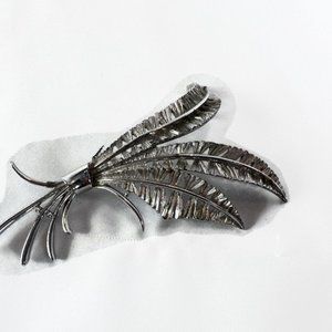 Monet Vintage Fern Leaf Silver Brooch 3.5"